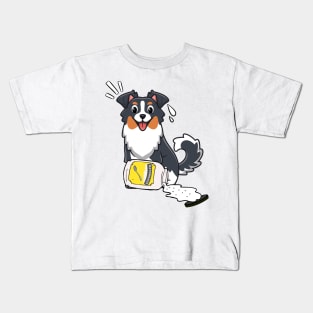 Funny Collie Dog spilled mayonnaise Kids T-Shirt